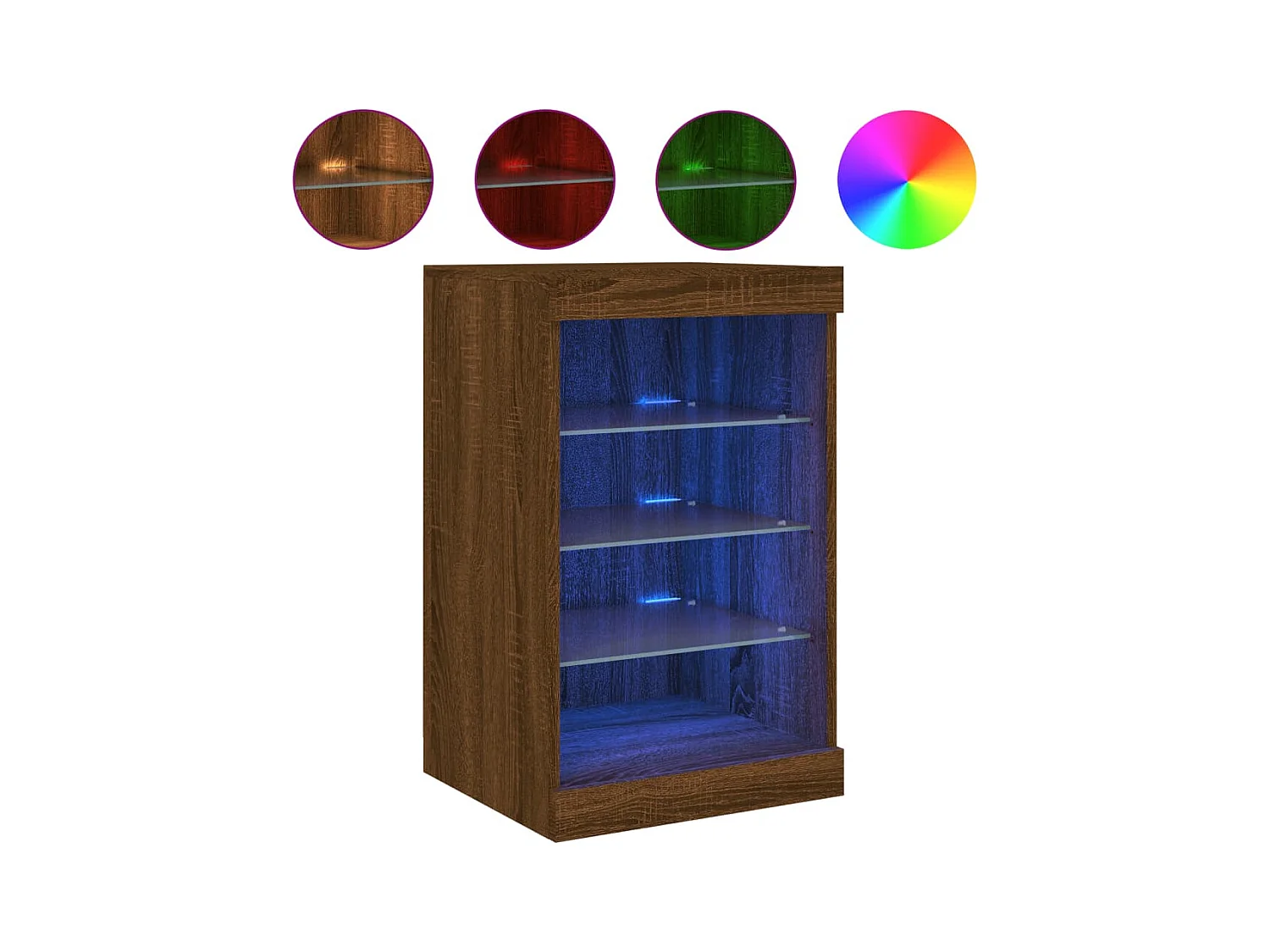 Aparador buffet cómoda armario mueble organizador cocina salón salón con luces LED 41 x 37 x 67 cm marrón 02_0029923