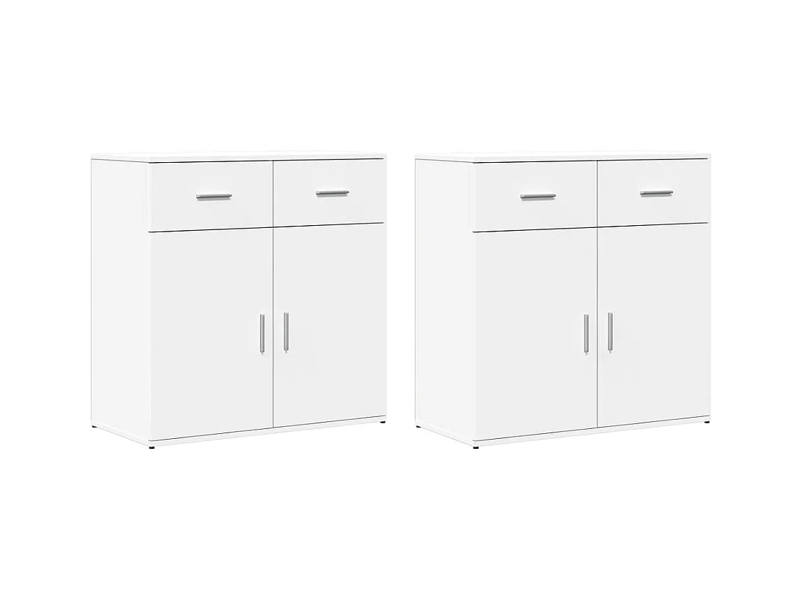 Aparador buffet cómoda armario mueble organizador cocina salón salón juego de 2 79 x 38 x 80 cm madera contrachapada blanca 02_0036685