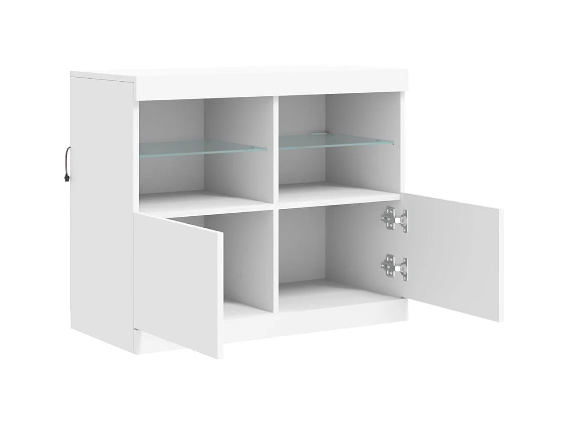 Aparador cómoda cómoda armario mueble organizador cocina salón salón con luces LED 81 x 37 x 67 cm blanco 02_0029862