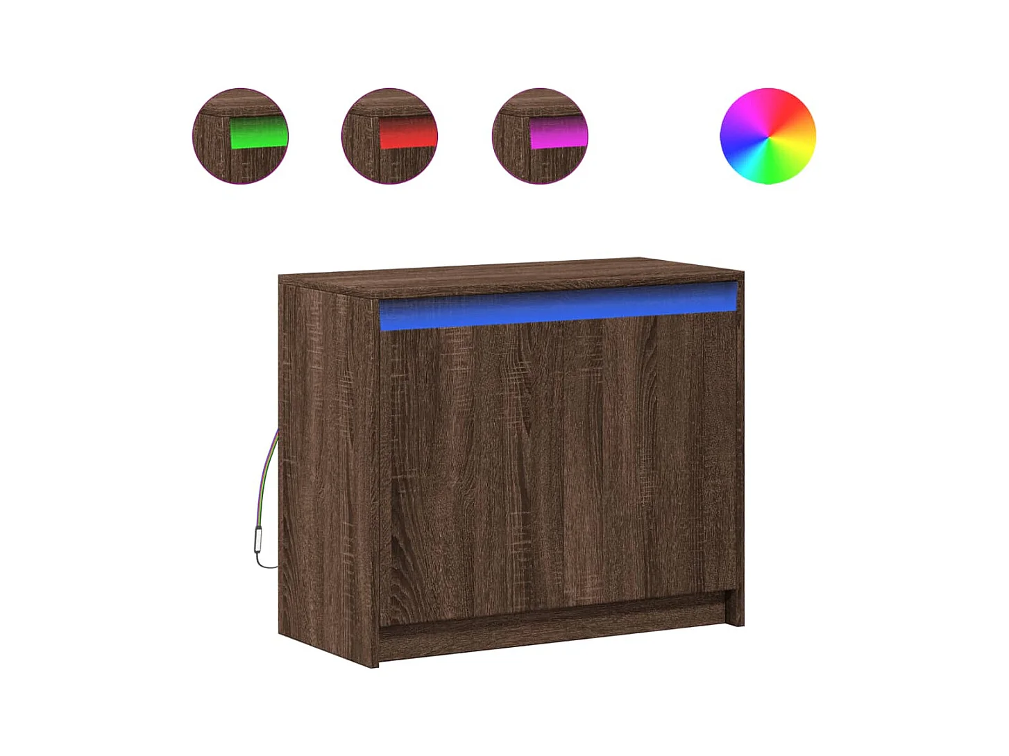 Aparador cômoda armário armário organizador cozinha sala sala com LED 72 x 34 x 61 cm madeira trabalhada marrom 02_0029790