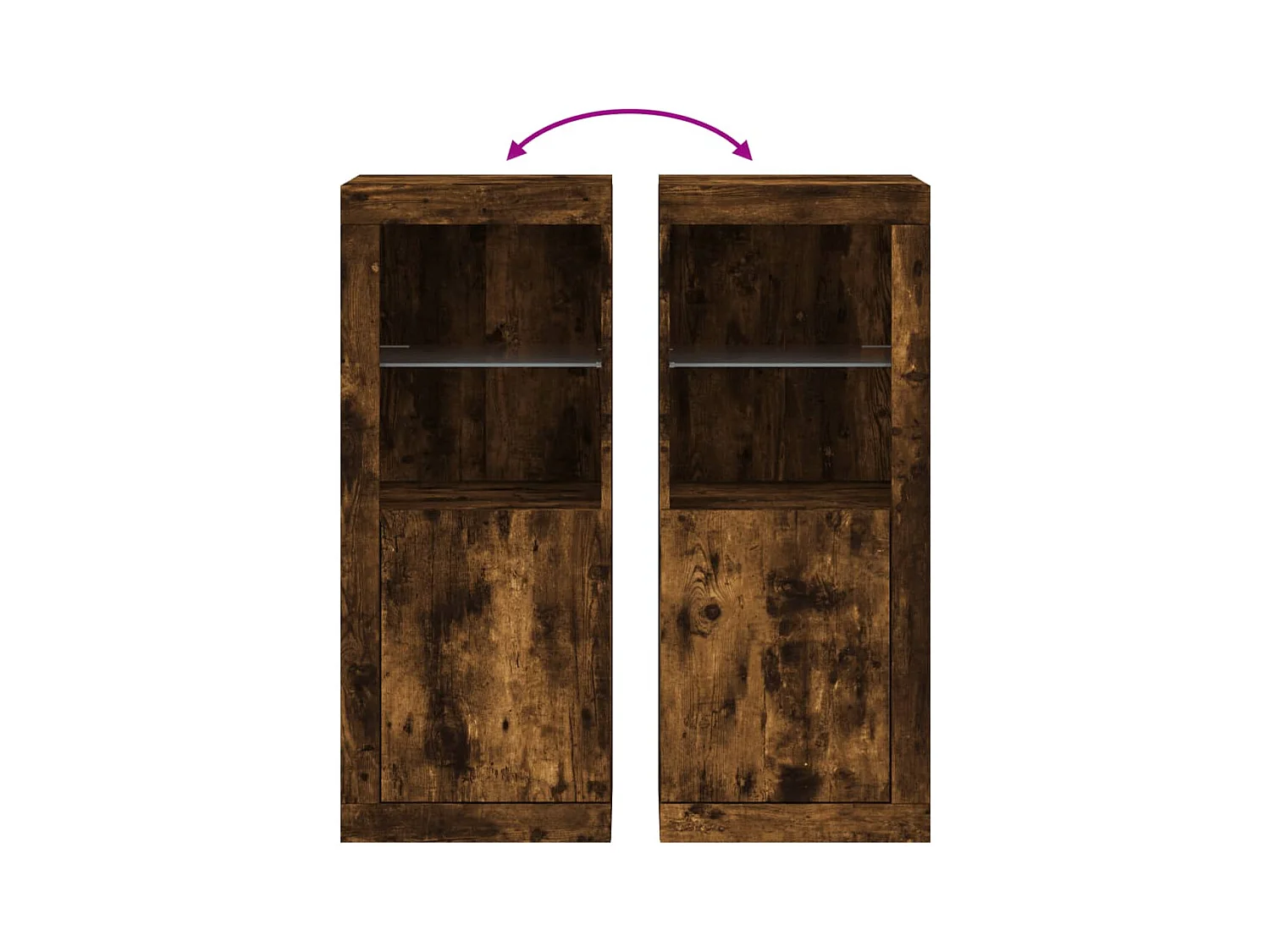 Aparador buffet cômoda armário organizador cozinha sala sala com luzes LED 41 x 37 x 100 cm marrom 02_0029883