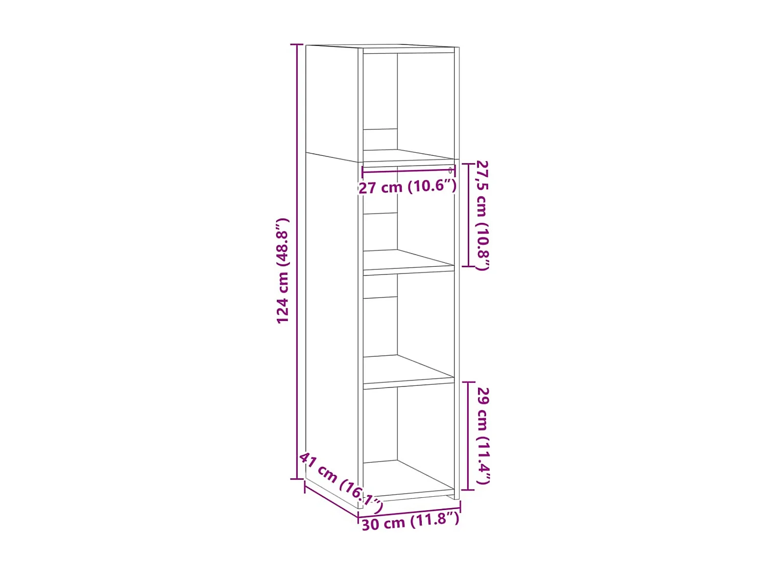 Credenza cassettiera cassettiera mobile contenitore organizer cucina soggiorno soggiorno 30 x 41 x 124 cm multistrato nero 02_0035861