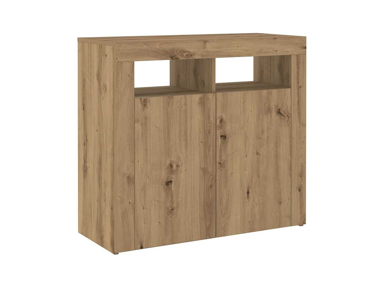Aparador buffet cómoda gabinete unidad de almacenamiento organizador cocina sala de estar con luces LED hecho a mano madera contrachapada Roble artesanal 02_0029865