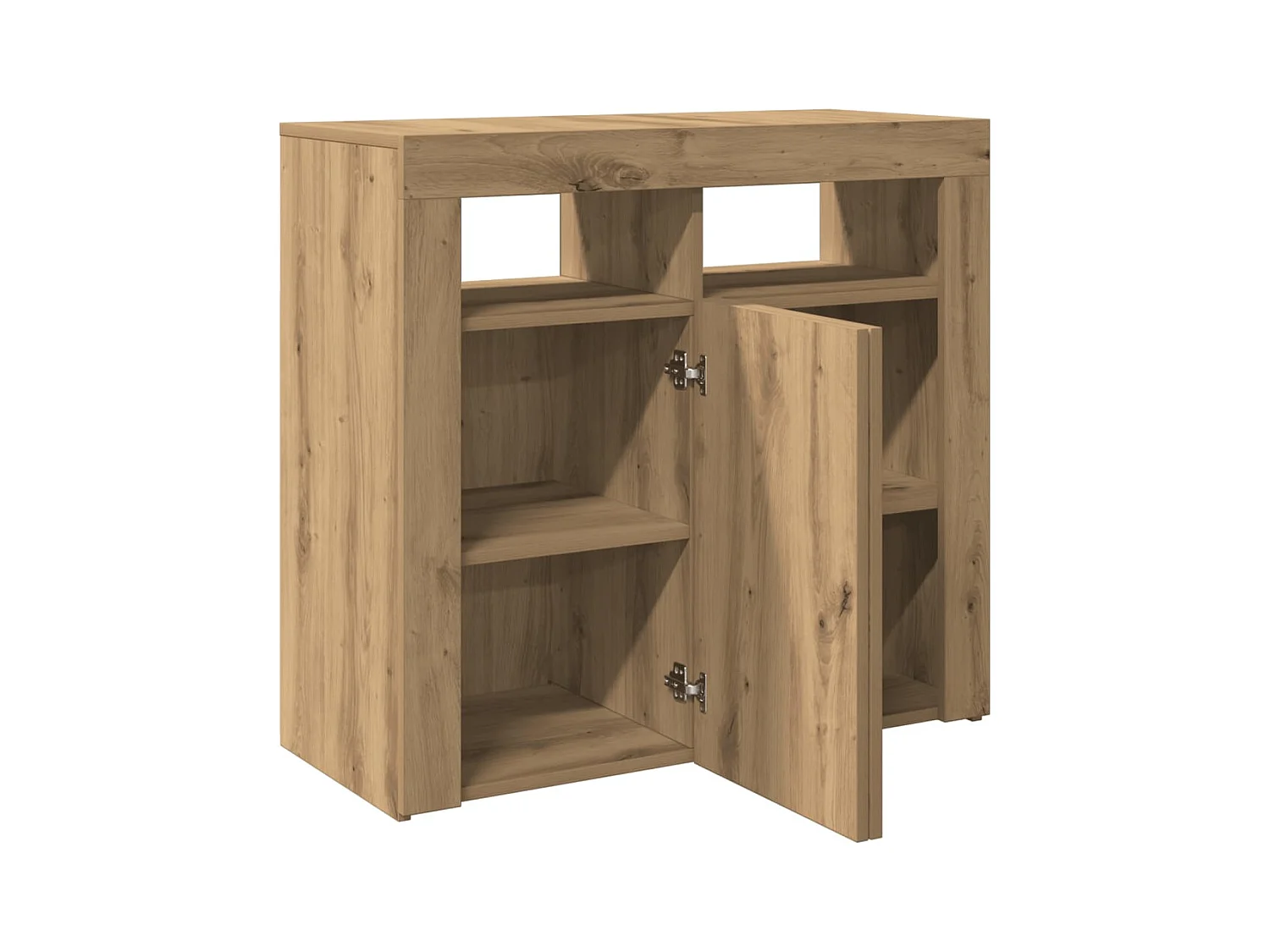 Aparador buffet cómoda gabinete unidad de almacenamiento organizador cocina sala de estar con luces LED hecho a mano madera contrachapada Roble artesanal 02_0029865