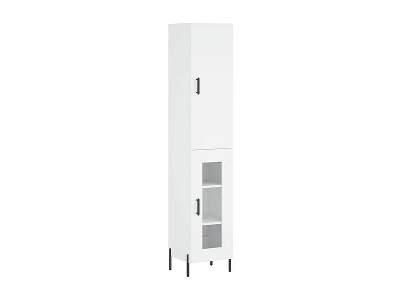 Aparador buffet cómoda mueble mueble de almacenamiento organizador cocina salón salón alto 34,5 x 34 x 180 cm madera contrachapada blanco 02_0032416