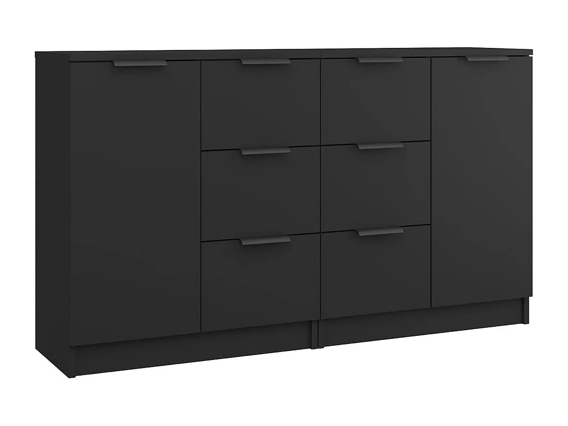 Aparador buffet cómoda armario mueble organizador cocina salón salón juego de 2 60 x 30 x 70 cm madera contrachapada negra 02_0036910