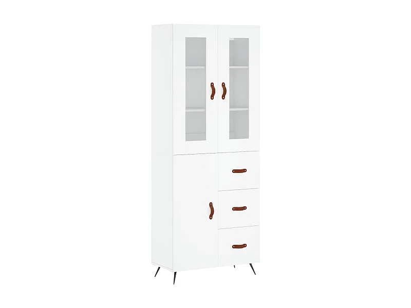 Credenza cassettiera cassettiera mobile contenitore organizer cucina soggiorno soggiorno alto 69,5 x 34 x 180 cm derivati ​​del legno bianco 02_0032564