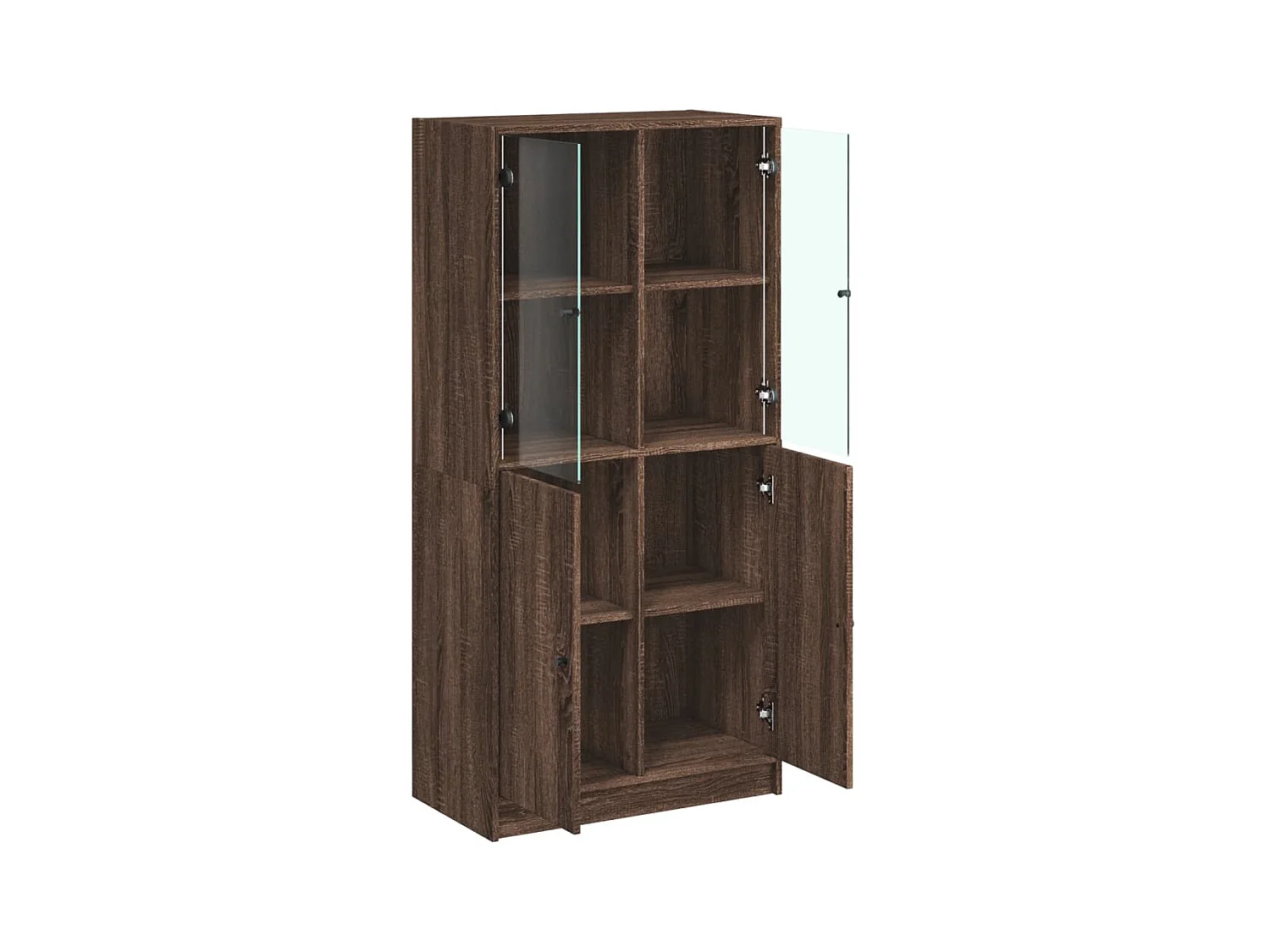 Credenza cassettiera cassettiera mobile contenitore organizer cucina soggiorno soggiorno alto con ante in derivati ​​del legno marrone 02_0032233