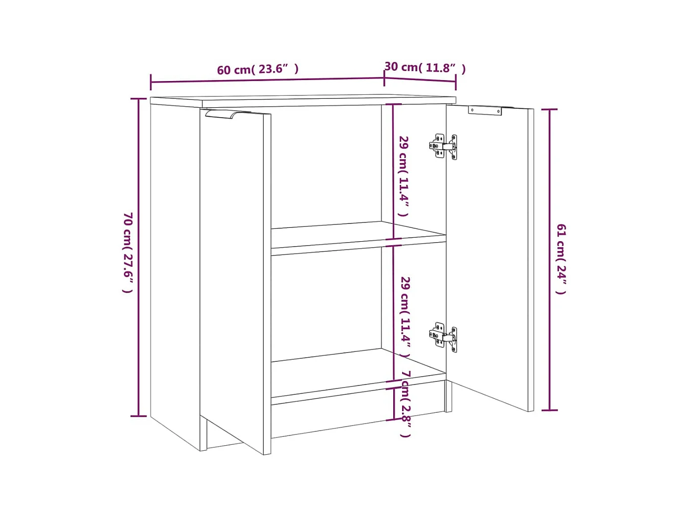 Credenza buffet cassettiera mobile contenitore organizer cucina soggiorno soggiorni set da 2 60 x 30 x 70 cm derivati ​​del legno grigio 02_0036854