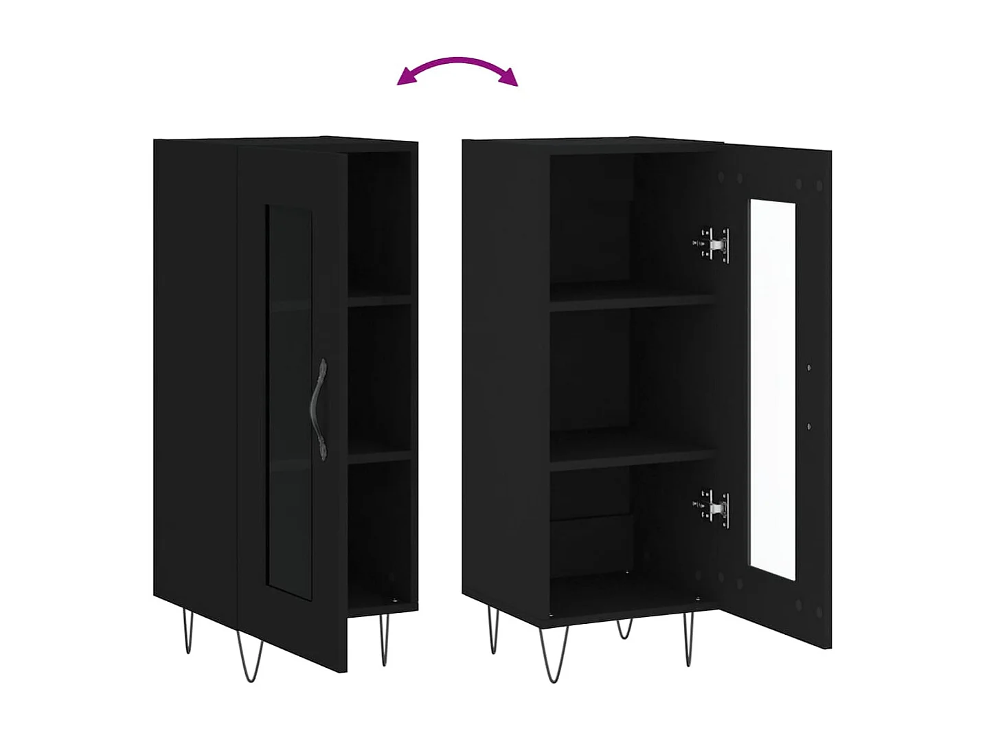 Credenza buffet cassettiera mobile contenitore organizer cucina soggiorno soggiorno 34,5 x 34 x 90 cm multistrato nero 02_0035879