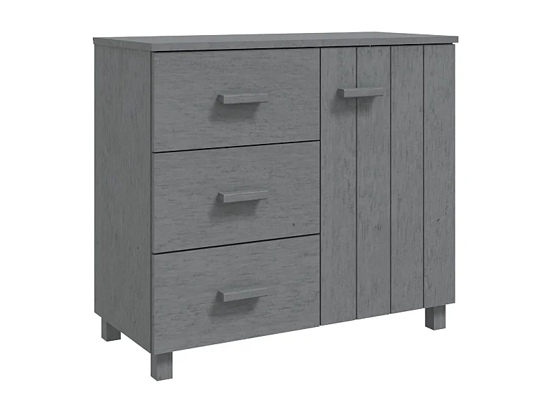 Credenza buffet cassettiera mobile contenitore organizer cucina soggiorno scuro 90 x 40 x 80 cm legno massello di pino grigio 02_0032171