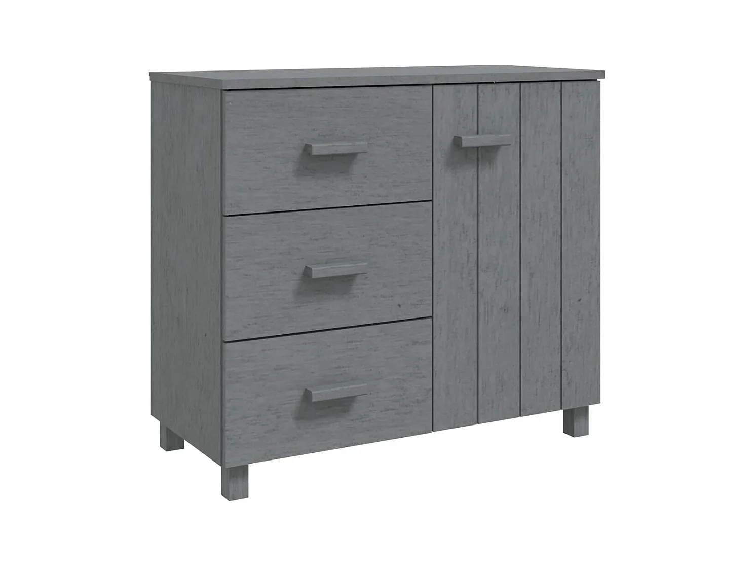 Credenza buffet cassettiera mobile contenitore organizer cucina soggiorno scuro 90 x 40 x 80 cm legno massello di pino grigio 02_0032171