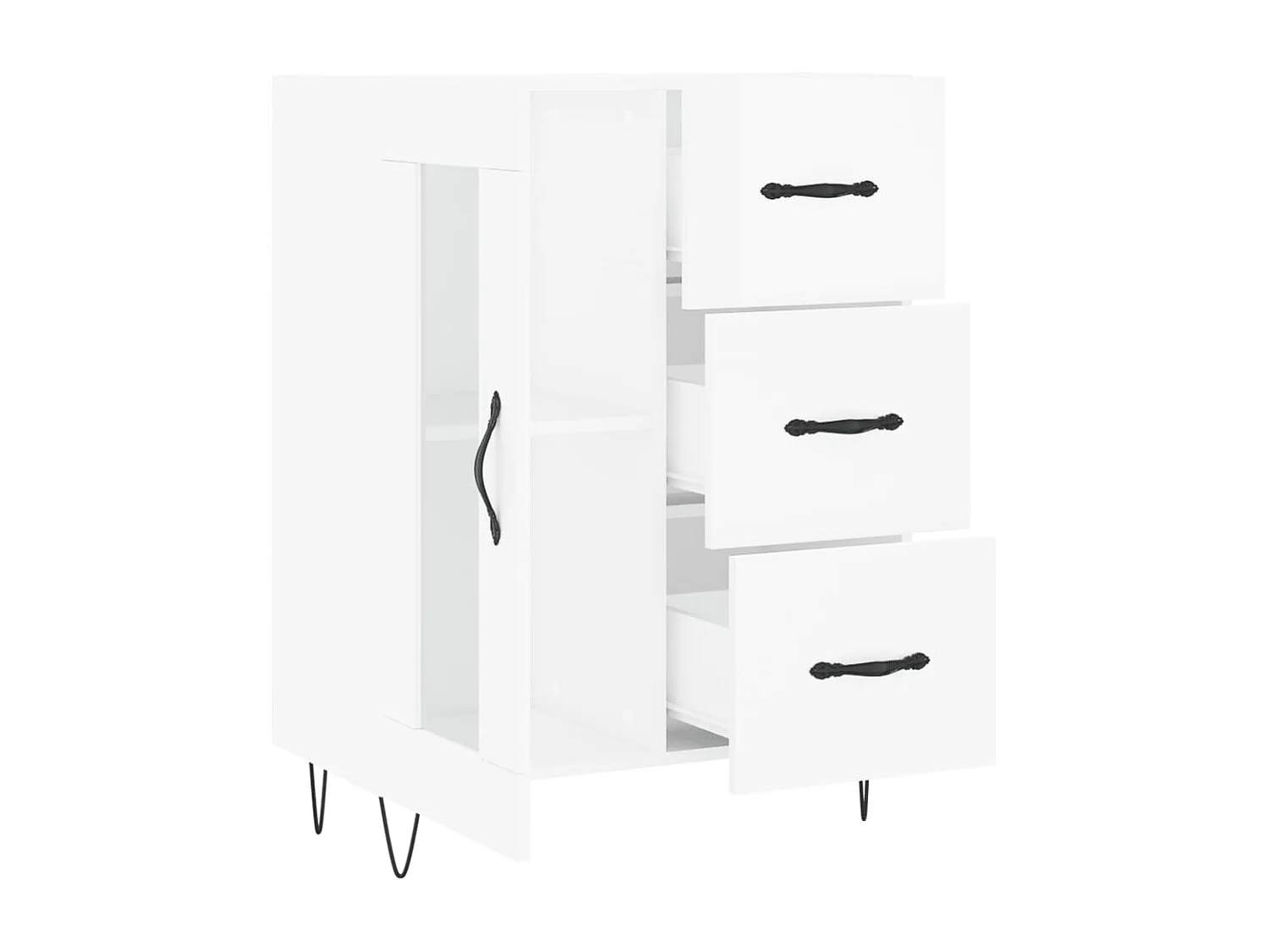 Credenza buffet cassettiera mobile contenitore organizer cucina soggiorno lucido 69,5 x 34 x 90 cm derivati ​​del legno bianco 02_0030695