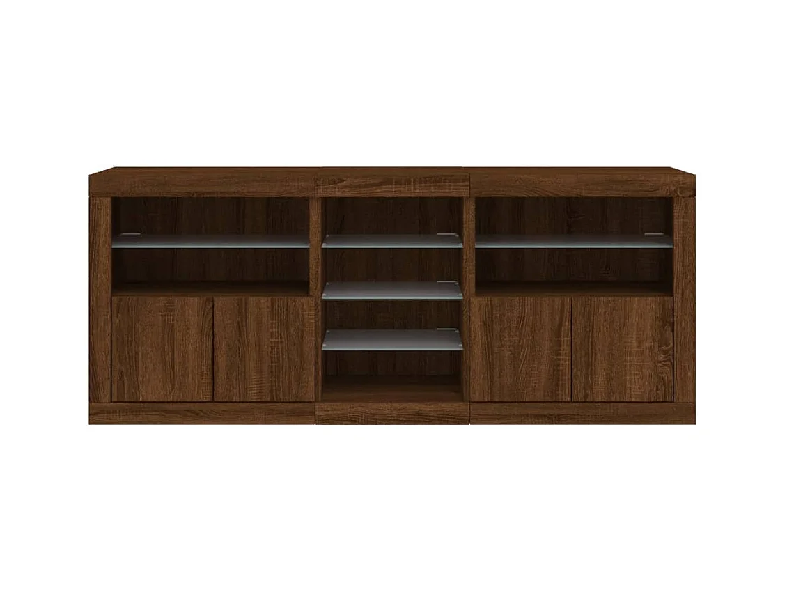 Aparador cômoda armário armário organizador cozinha sala sala com luzes LED 181,5 x 37 x 67 cm marrom 02_0029911