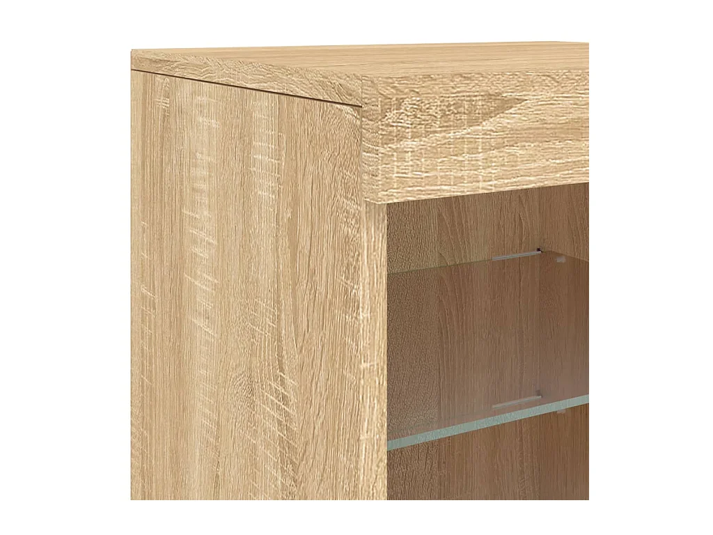 Aparador buffet cómoda armario mueble organizador cocina salón salón con luces LED sonoma 41 x 37 x 67 cm marrón 02_0029962