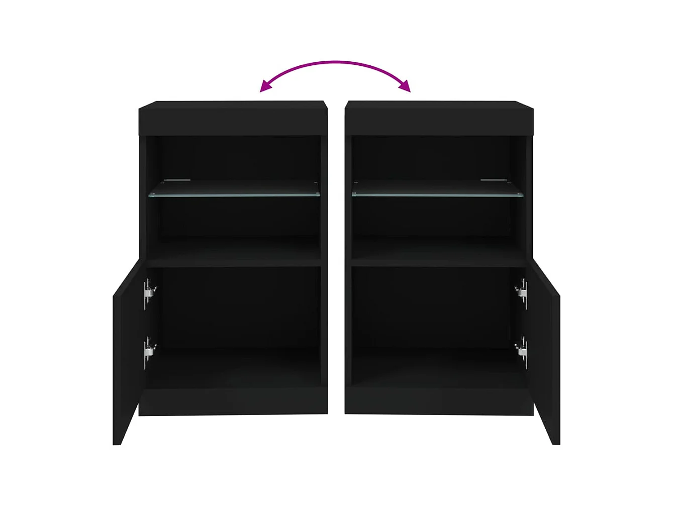 Aparador Aparador Armário Unidade de armazenamento Organizador Cozinha Sala Sala com luzes LED 41 x 37 x 67 cm Preto 02_0030037