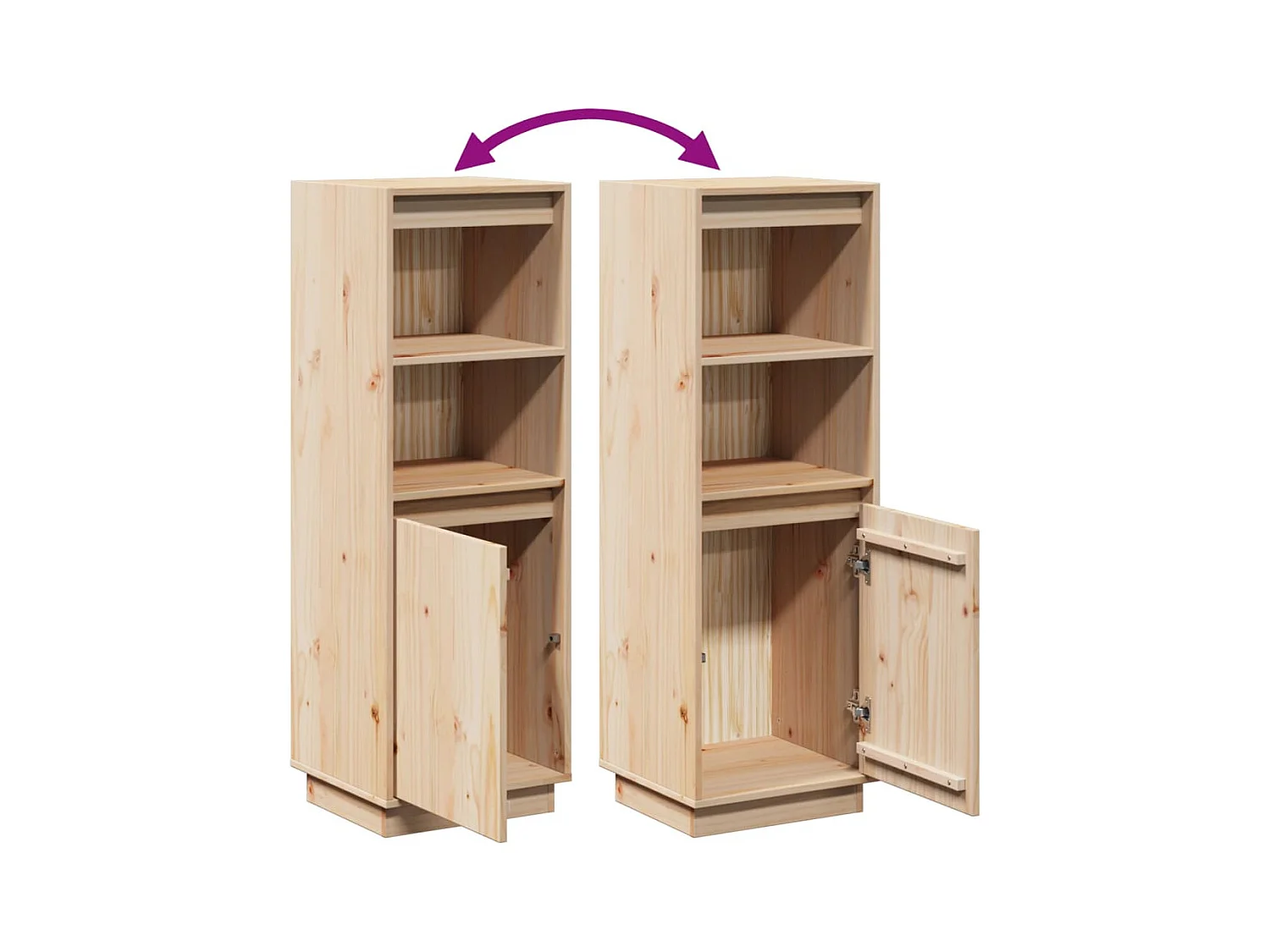 Aparador cómoda cómoda armario mueble organizador cocina salón salón alto 37 x 34 x 110 cm madera maciza de pino marrón 02_0032186