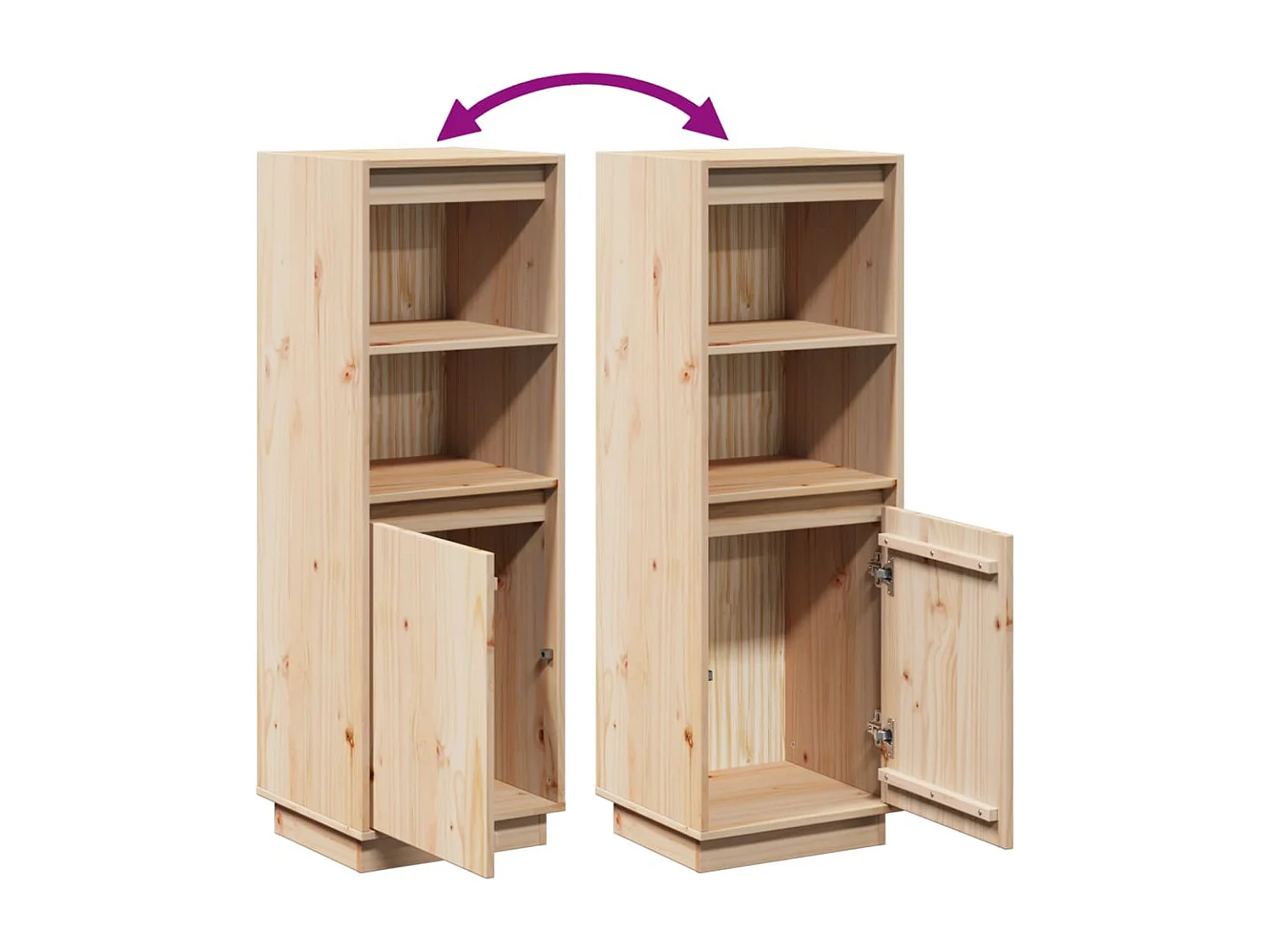 Aparador cómoda cómoda armario mueble organizador cocina salón salón alto 37 x 34 x 110 cm madera maciza de pino marrón 02_0032186