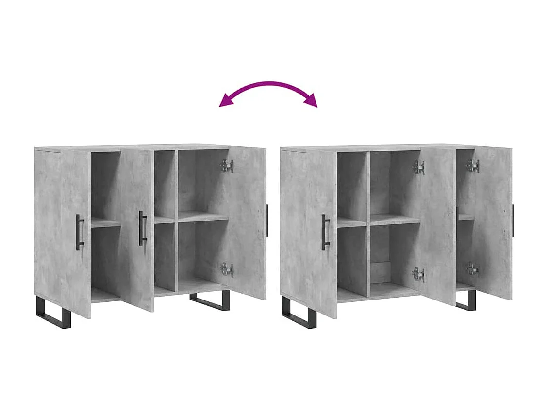 Credenza buffet cassettiera mobile contenitore organizer cucina soggiorno soggiorno 90 x 34 x 80 cm derivati ​​del legno grigio 02_0032115