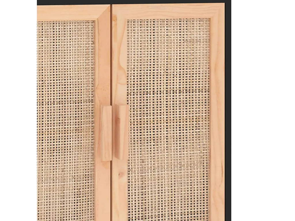 Aparador buffet cómoda armario mueble organizador cocina salón salón 60 x 30 x 70 cm madera maciza de pino y ratán natural negro 02_0035966