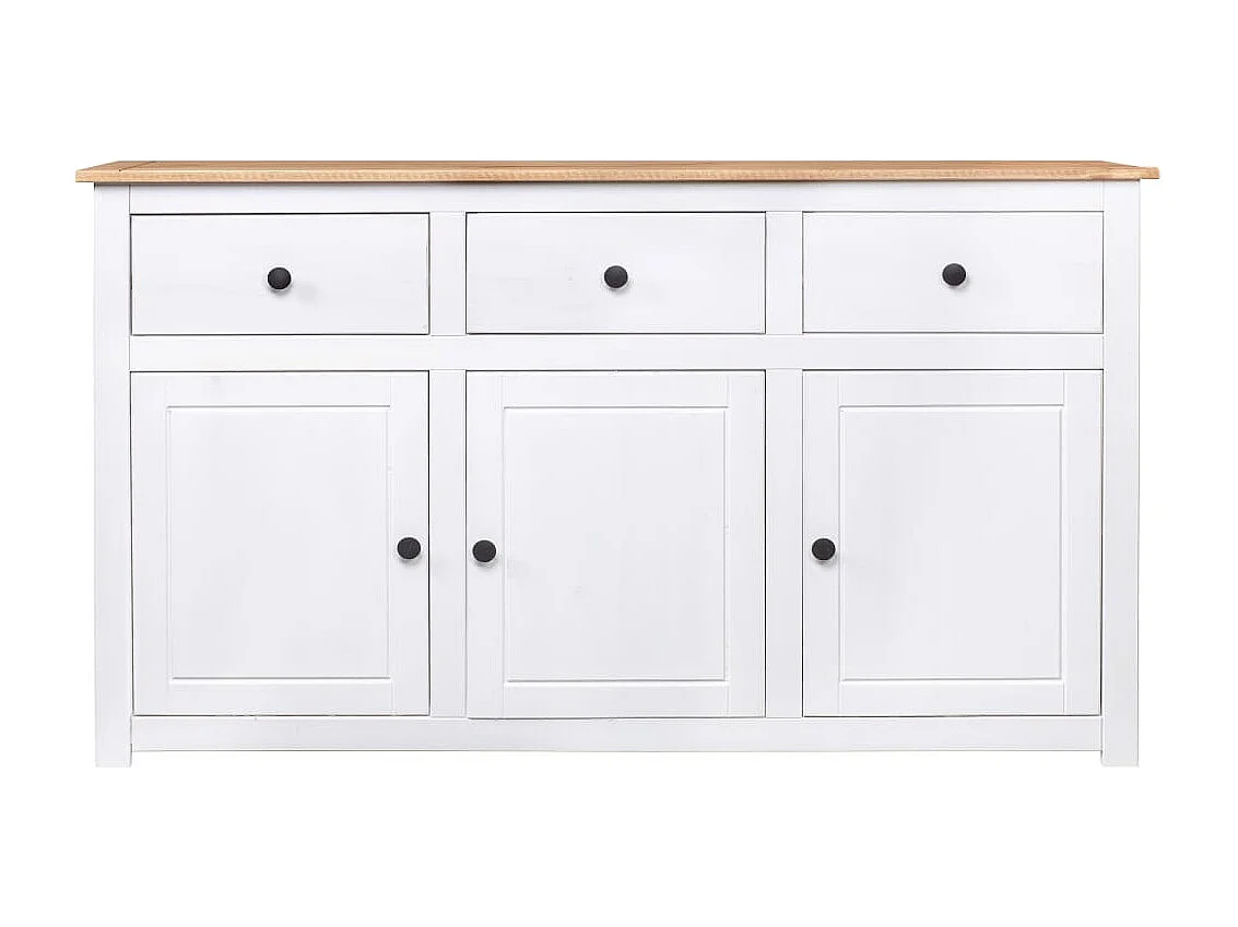 Aparador cômoda armário armário organizador cozinha sala sala 135 x 40 x 80 cm Pinho maciço gama Panamá branco 02_0030209