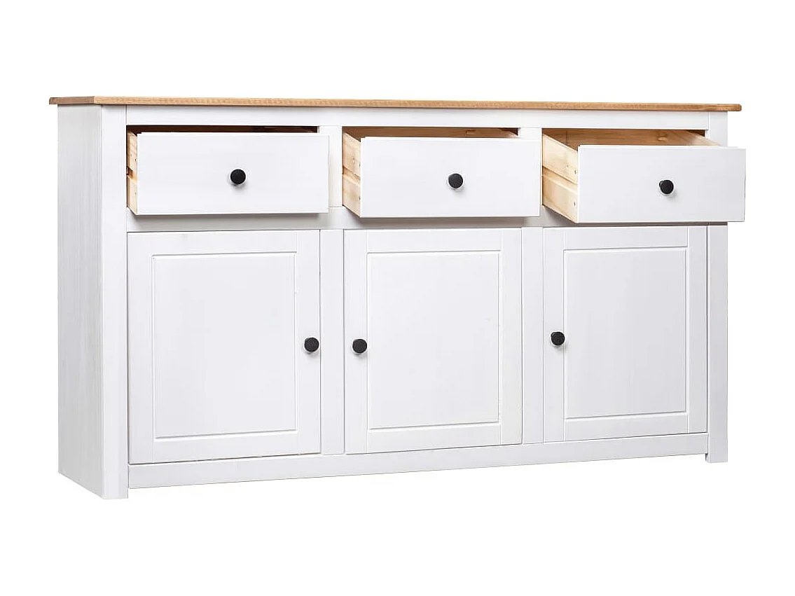 Aparador cômoda armário armário organizador cozinha sala sala 135 x 40 x 80 cm Pinho maciço gama Panamá branco 02_0030209