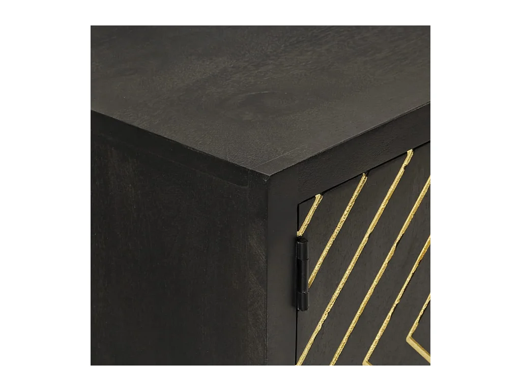 Credenza buffet cassettiera mobile contenitore organizer cucina soggiorno soggiorno e oro 110 x 30 x 75 cm legno massello di mango nero 02_0036169