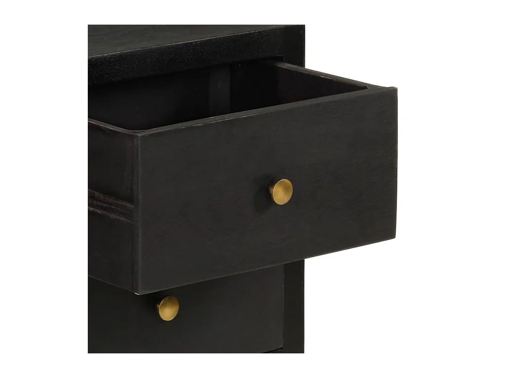 Credenza buffet cassettiera mobile contenitore organizer cucina soggiorno soggiorno e oro 110 x 30 x 75 cm legno massello di mango nero 02_0036169
