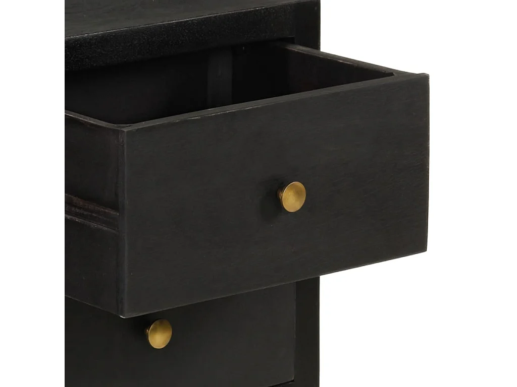 Aparador buffet cómoda mueble almacenaje organizador cocina salón salón y oro 110 x 30 x 75 cm madera maciza de mango negro 02_0036169