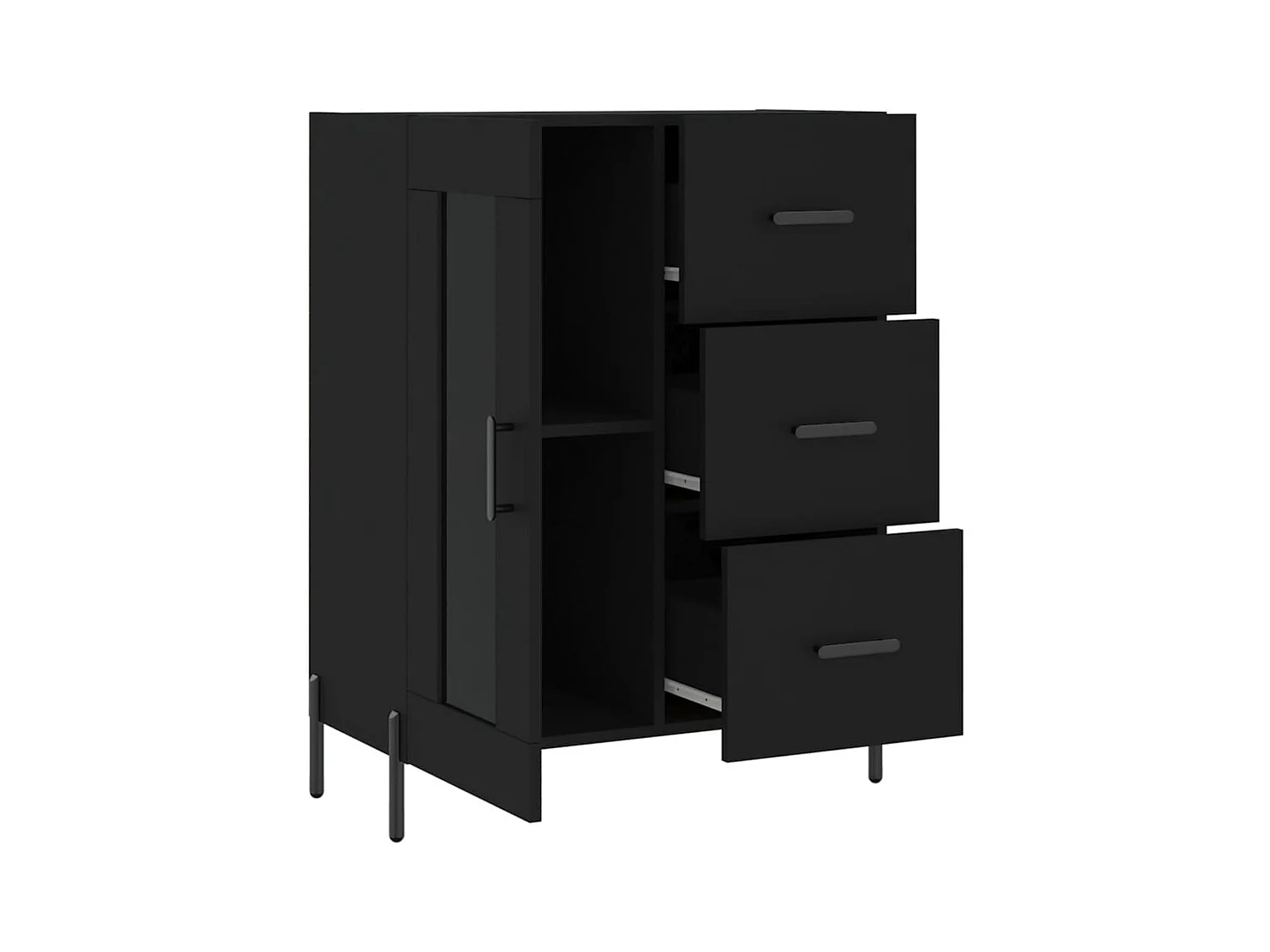 Credenza buffet cassettiera mobile contenitore organizer cucina soggiorno soggiorno 69,5 x 34 x 90 cm multistrato nero 02_0036063