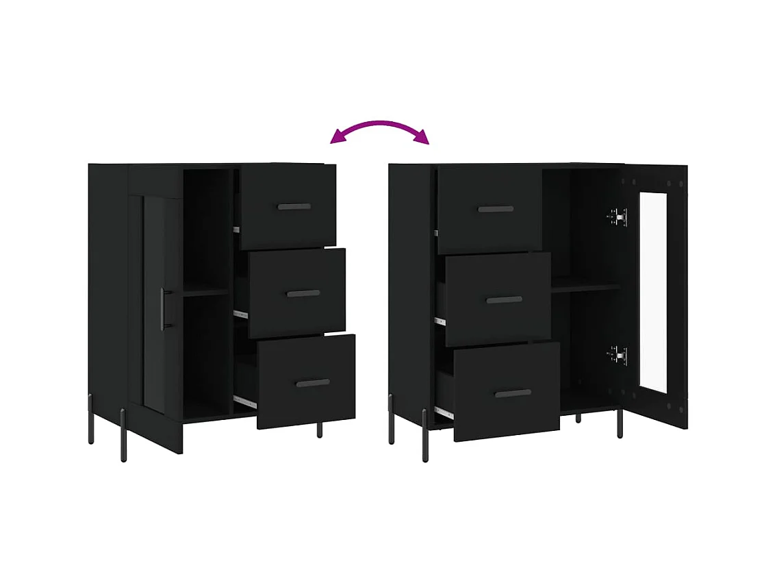 Credenza buffet cassettiera mobile contenitore organizer cucina soggiorno soggiorno 69,5 x 34 x 90 cm multistrato nero 02_0036063