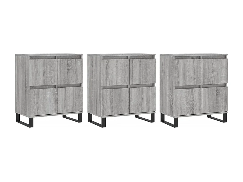 Credenza buffet cassettiera mobile contenitore organizer cucina soggiorno soggiorni 3 pz sonoma MDF grigio 02_0037175