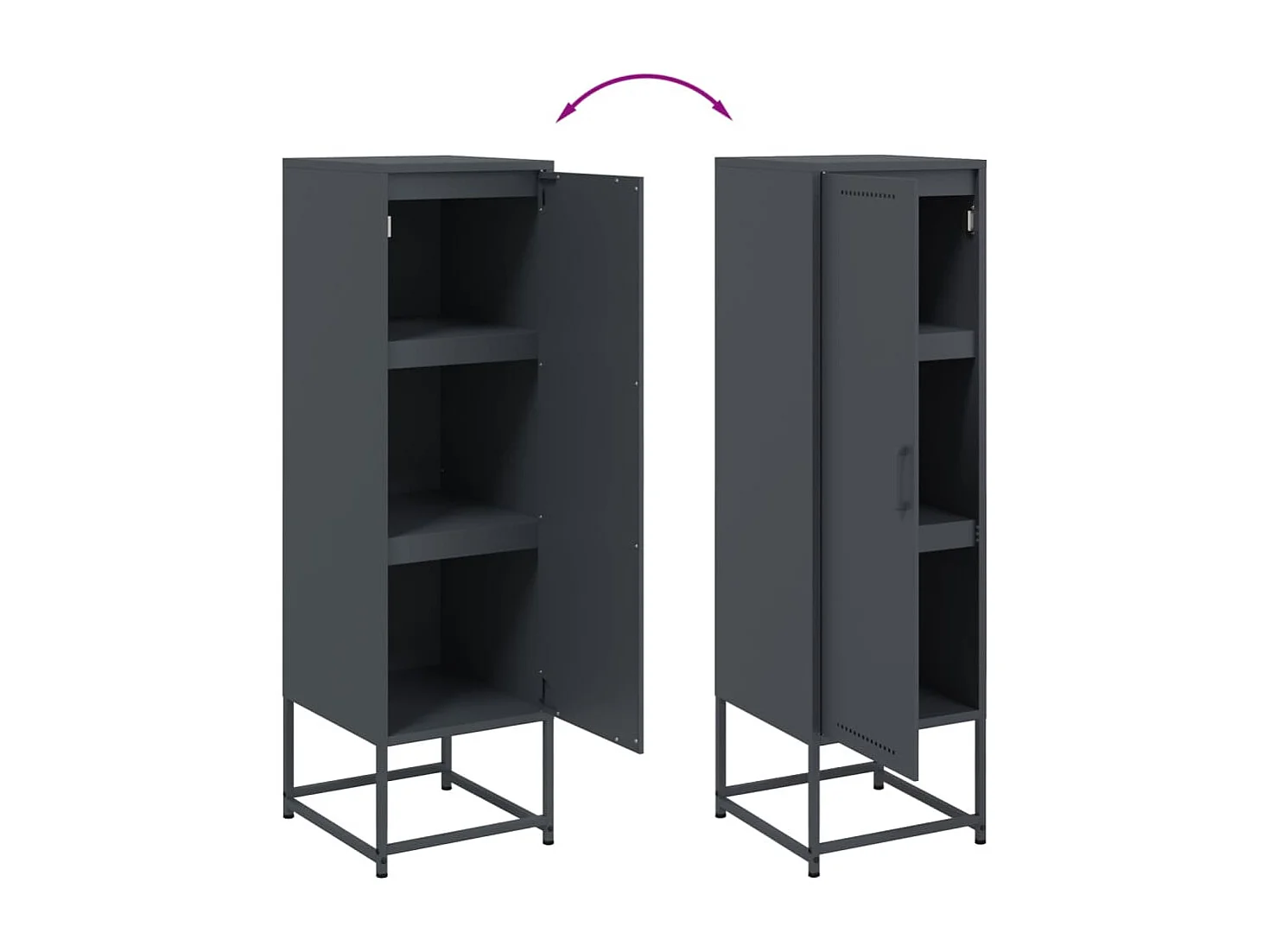 Aparador buffet cómoda armario mueble organizador cocina salón salón alto 36 x 39 x 123 cm acero antracita 02_0032201