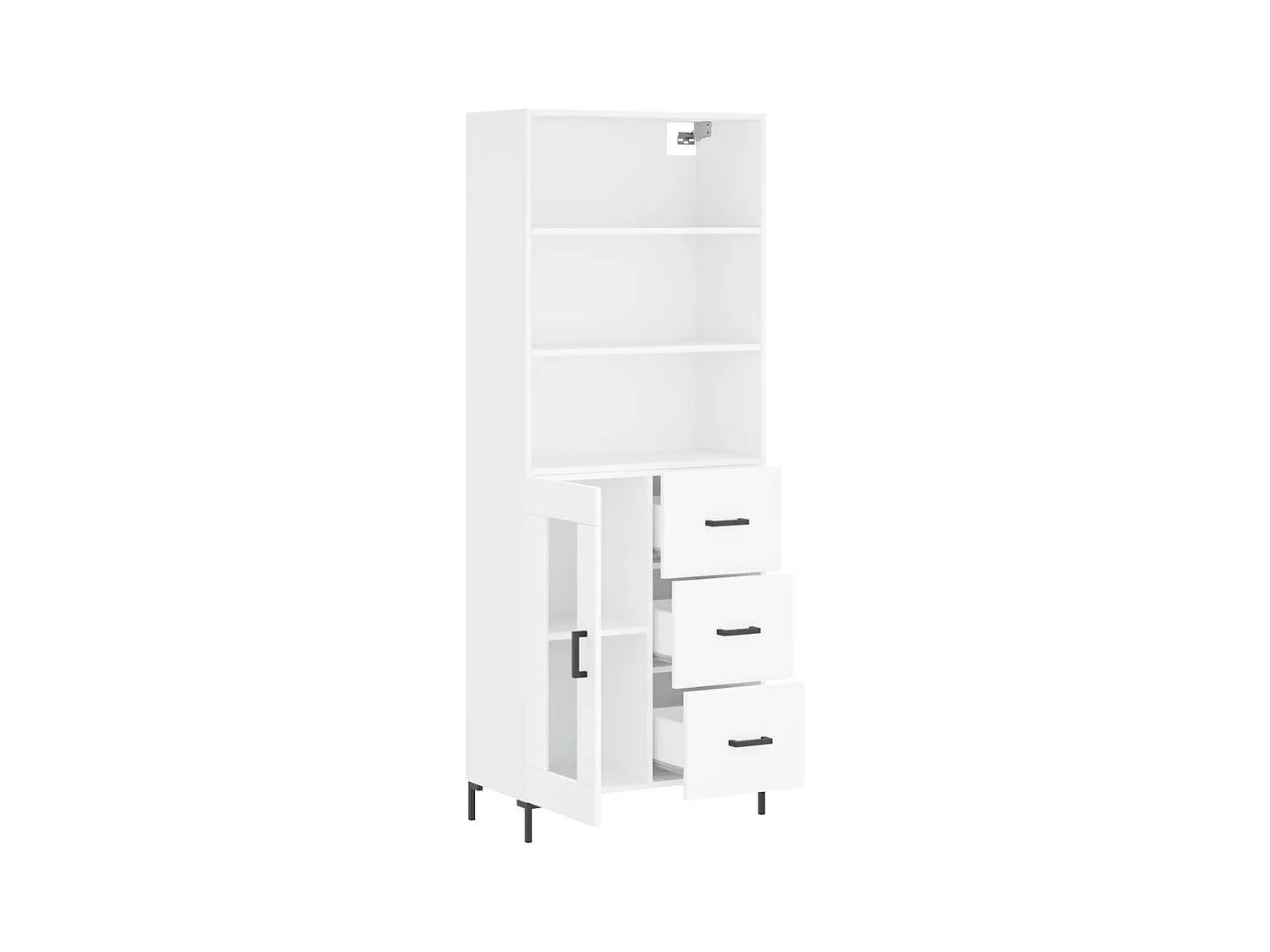 Credenza cassettiera cassettiera mobile contenitore organizer cucina soggiorno soggiorno alto 69,5 x 34 x 180 cm derivati ​​del legno bianco 02_0032551