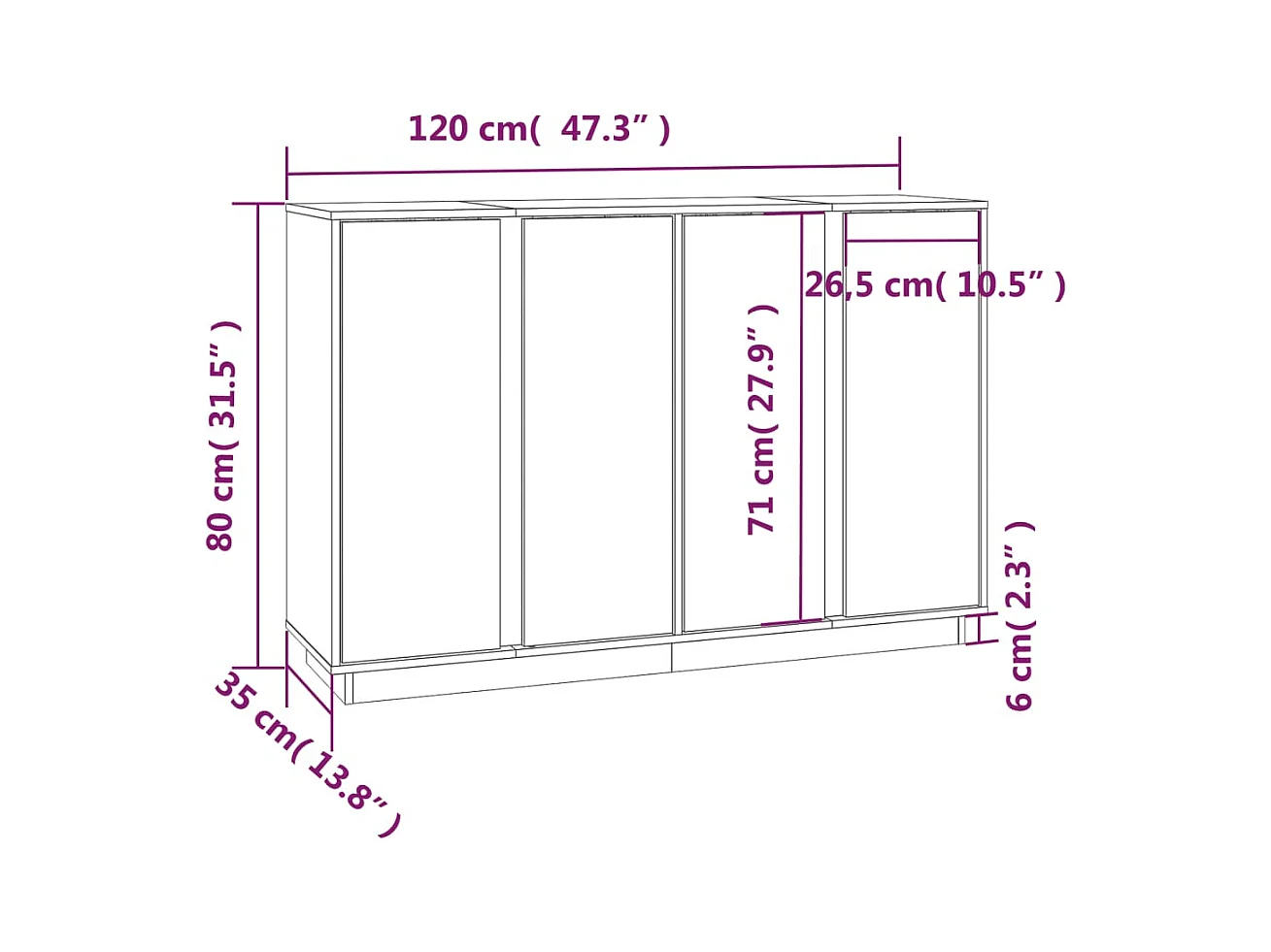 bahut commode armoire bois marron 120 x 35 x 80 cm 02_0035738