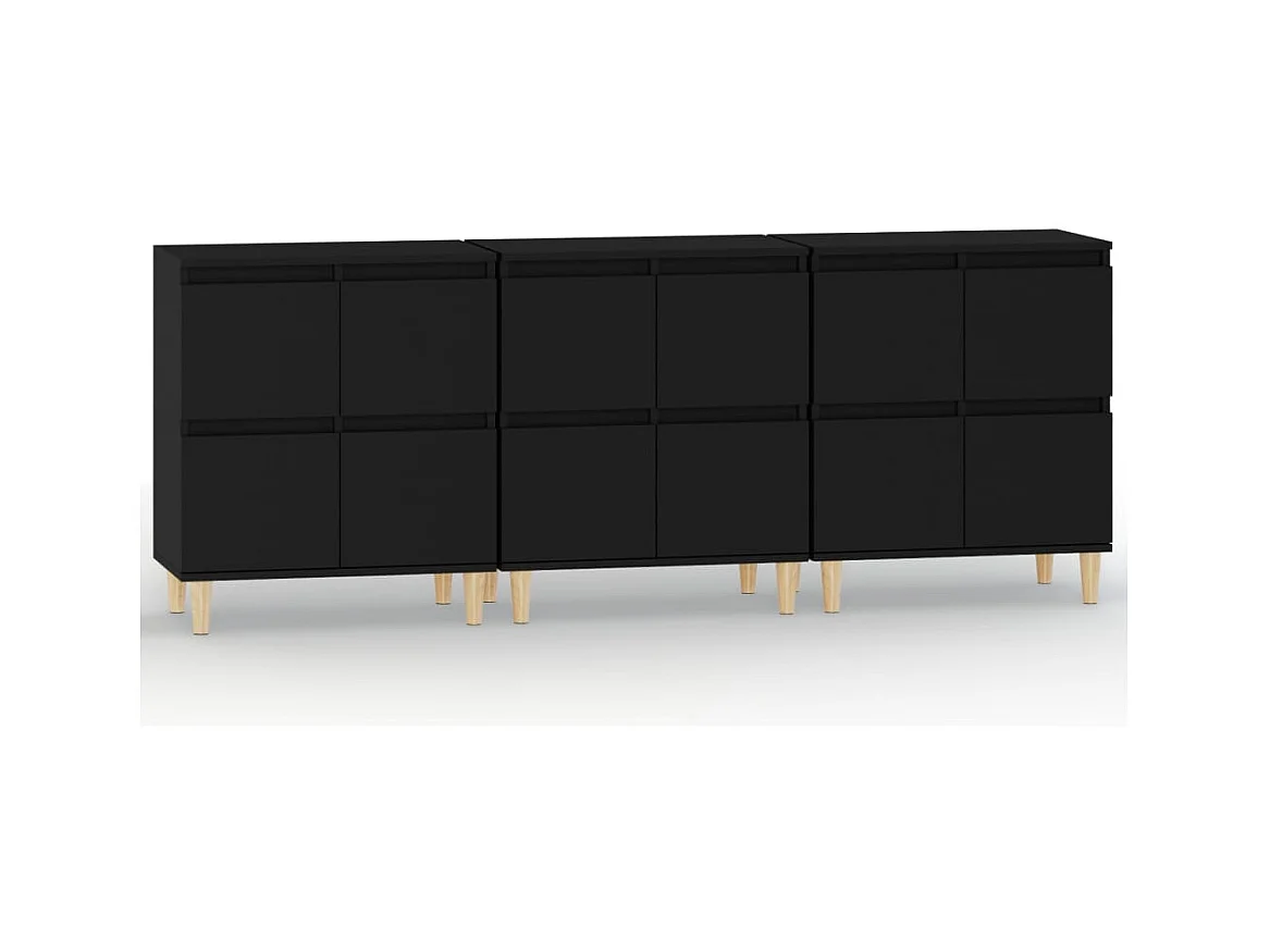 Credenza buffet cassettiera mobile contenitore organizer cucina soggiorno soggiorni 3 pezzi 60 x 35 x 70 cm legno composito nero 02_0037144
