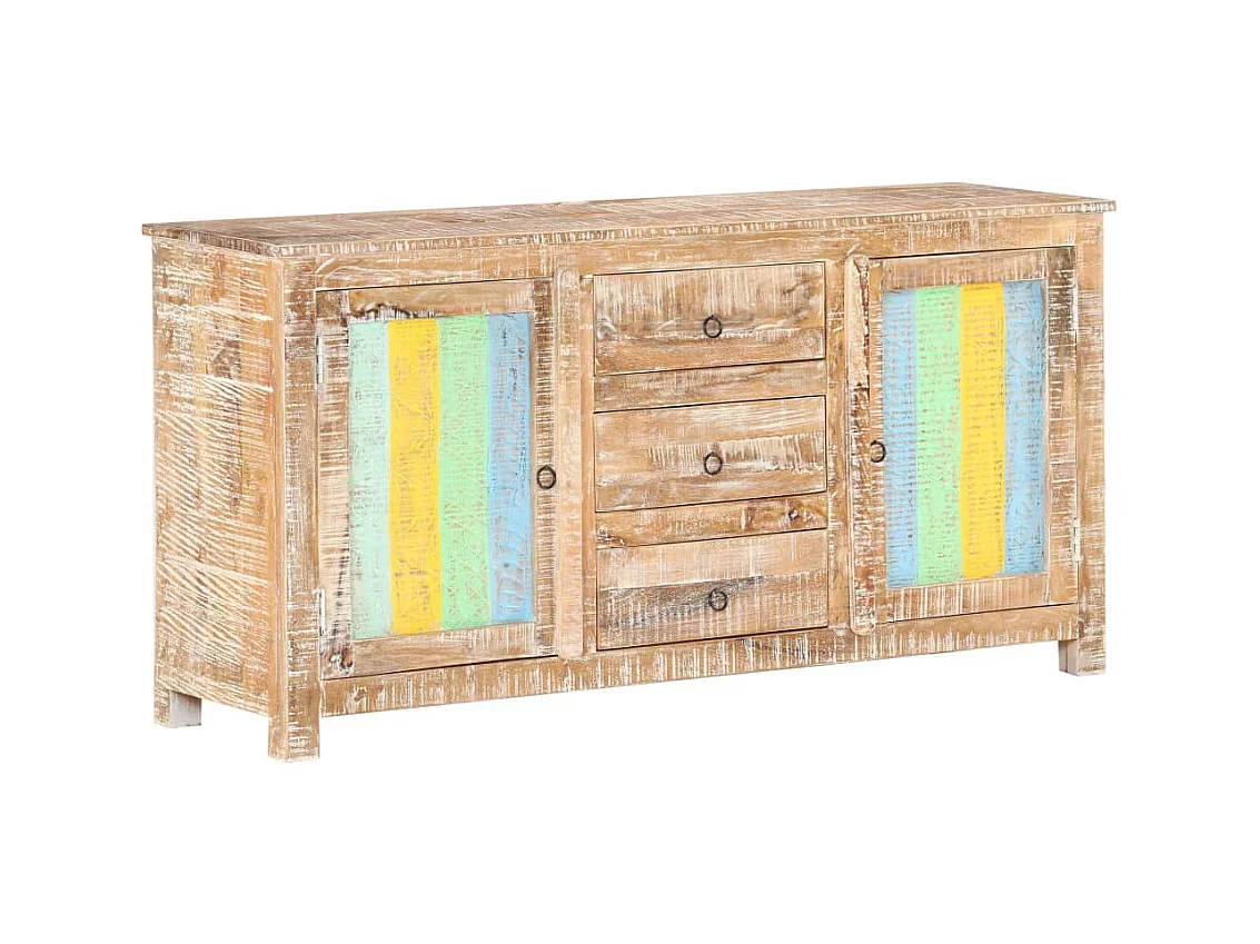 Credenza buffet cassettiera mobile contenitore organizer cucina soggiorno soggiorno 151 x 40 x 75 cm legno di acacia grezzo multicolore 02_0029556