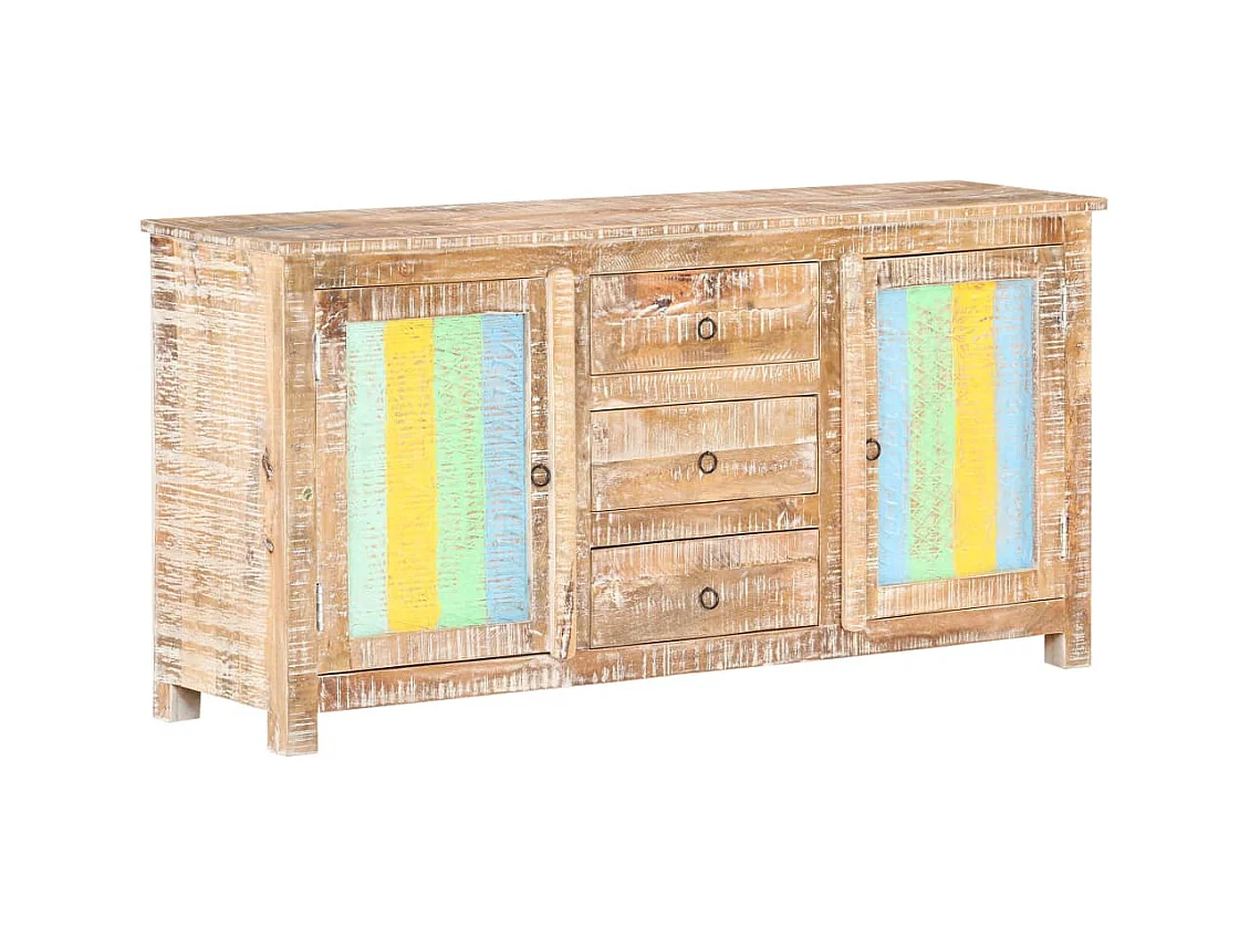 Credenza buffet cassettiera mobile contenitore organizer cucina soggiorno soggiorno 151 x 40 x 75 cm legno di acacia grezzo multicolore 02_0029556