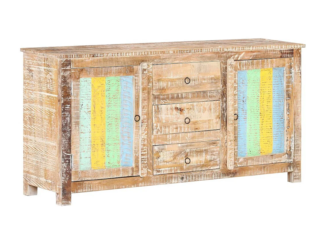 Credenza buffet cassettiera mobile contenitore organizer cucina soggiorno soggiorno 151 x 40 x 75 cm legno di acacia grezzo multicolore 02_0029556