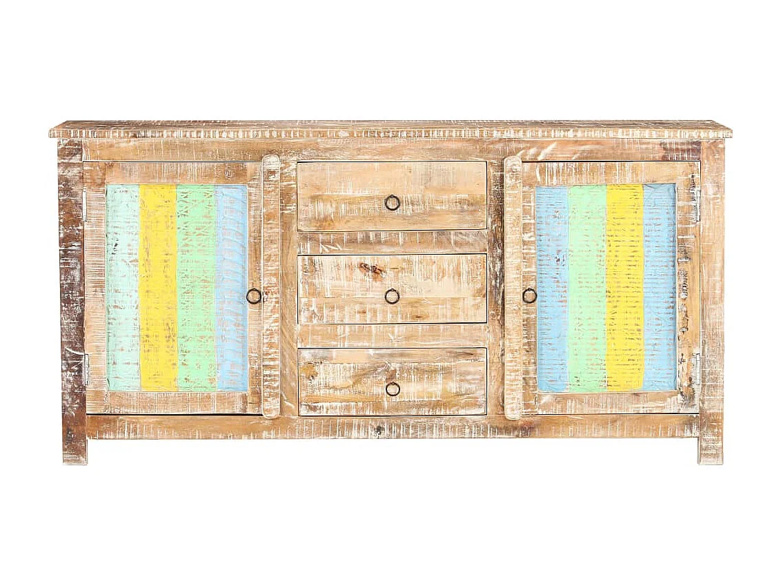 Credenza buffet cassettiera mobile contenitore organizer cucina soggiorno soggiorno 151 x 40 x 75 cm legno di acacia grezzo multicolore 02_0029556