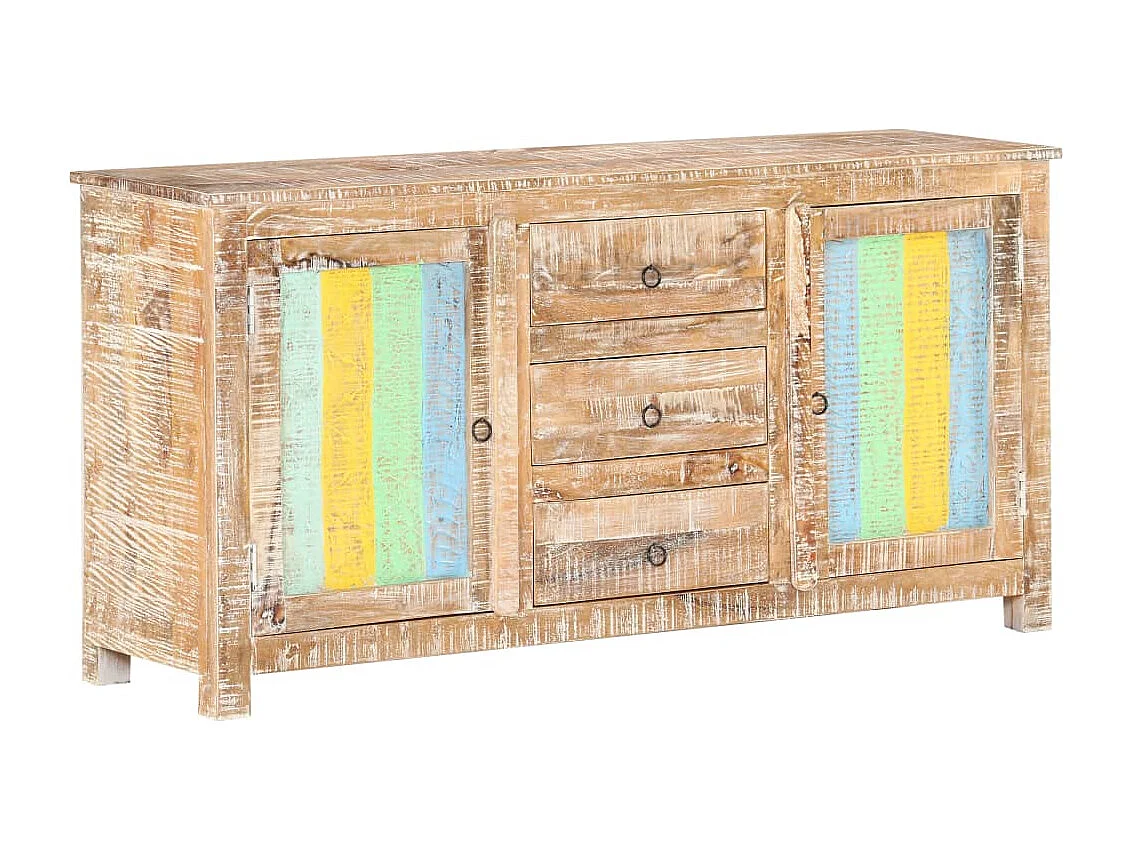 Credenza buffet cassettiera mobile contenitore organizer cucina soggiorno soggiorno 151 x 40 x 75 cm legno di acacia grezzo multicolore 02_0029556