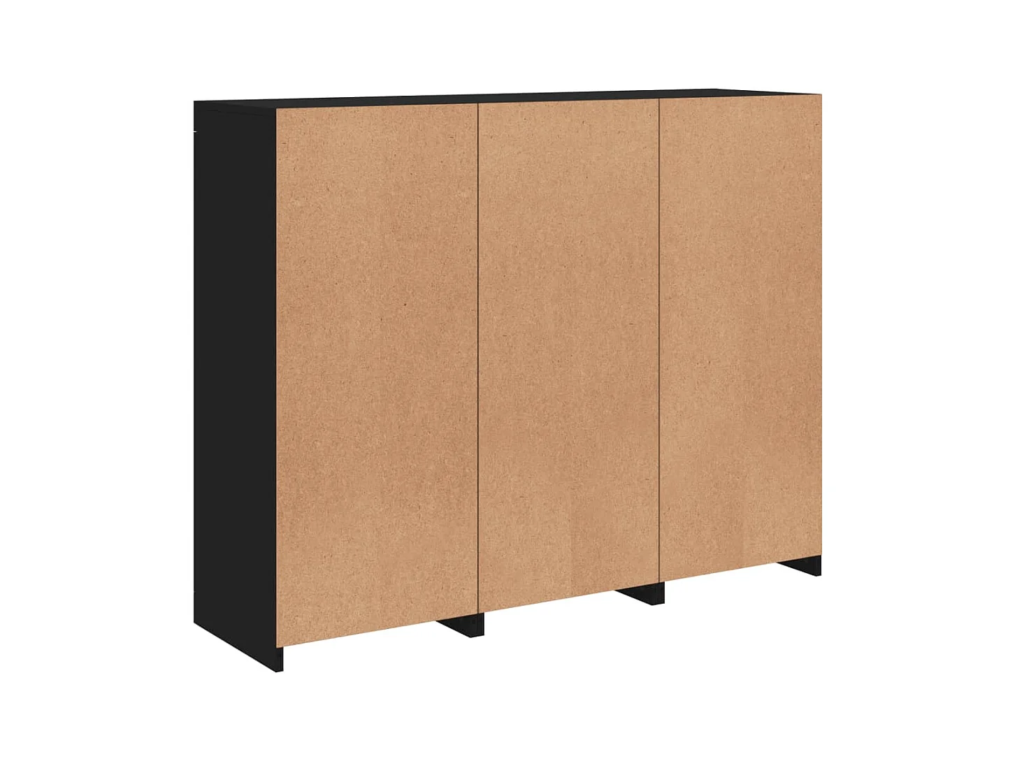Credenza Credenza Comò Armadietto Portaoggetti Organizer Cucina Soggiorno Soggiorno con luci a LED 3 pezzi Legno composito nero 02_0037229