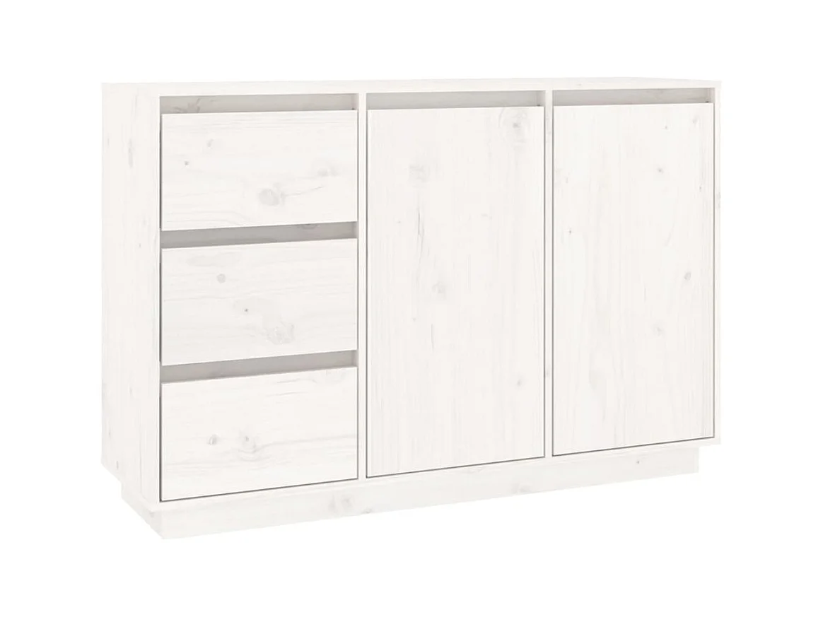 Credenza buffet cassettiera mobile contenitore organizer cucina soggiorno soggiorno 111 x 34 x 75 cm legno massello di pino bianco 02_0030203