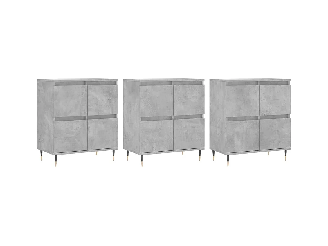 Credenza buffet cassettiera mobile contenitore organizer cucina soggiorno soggiorni 3 pz derivati ​​del legno grigio 02_0037136