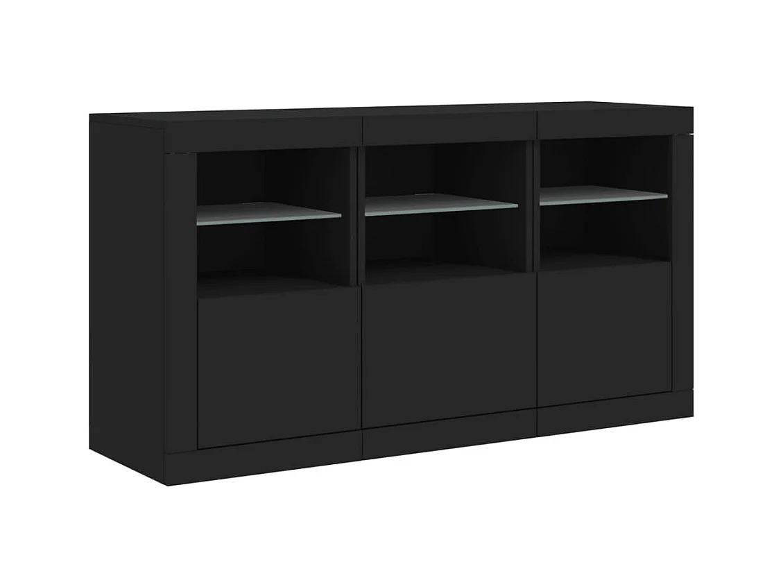Credenza buffet cassettiera mobile contenitore organizer cucina soggiorno soggiorno con luci a LED 123 x 37 x 67 cm nero 02_0030013