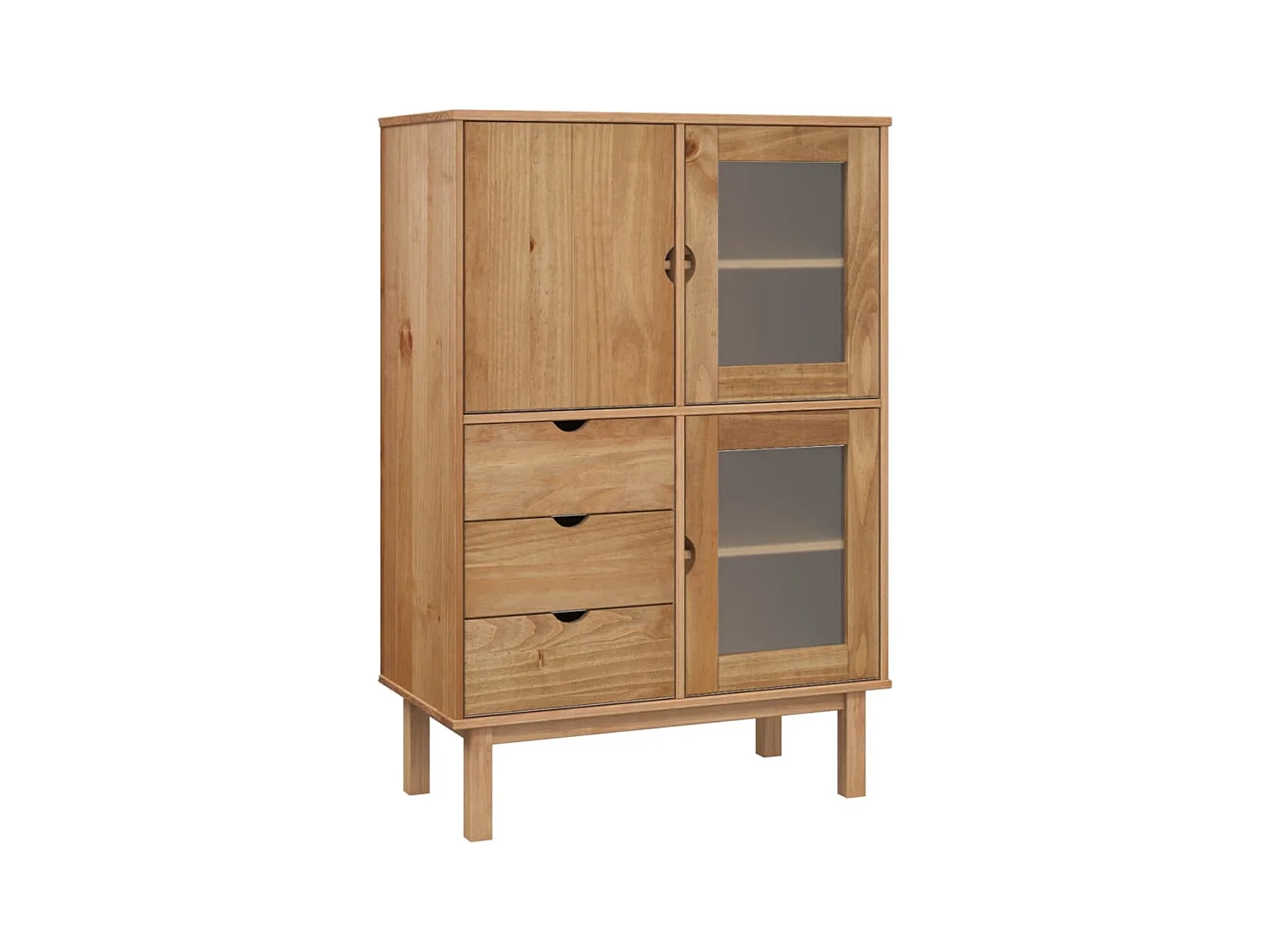 Aparador Buffet cômoda armário organizador unidade cozinha sala sala alta 85 x 43 x 125 cm madeira maciça de pinho marrom 02_0035150