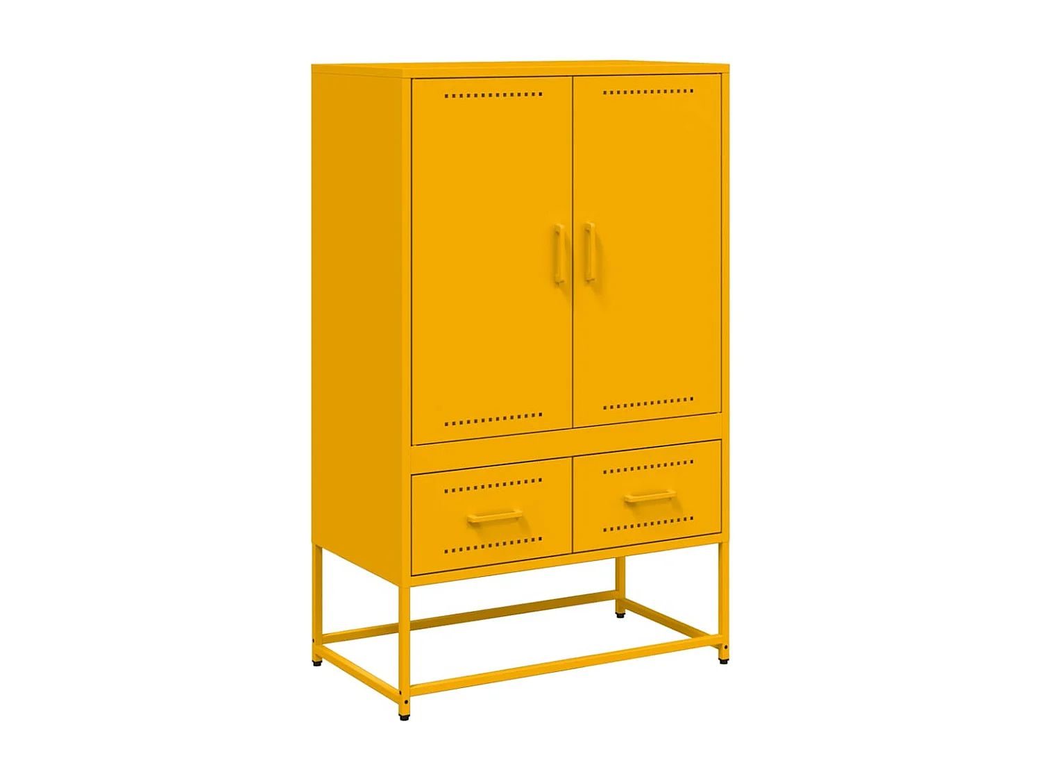 Aparador buffet cómoda armario mueble organizador cocina salón salón alto amarillo mostaza 68 x 39 x 111,5 cm acero amarillo 02_0034736
