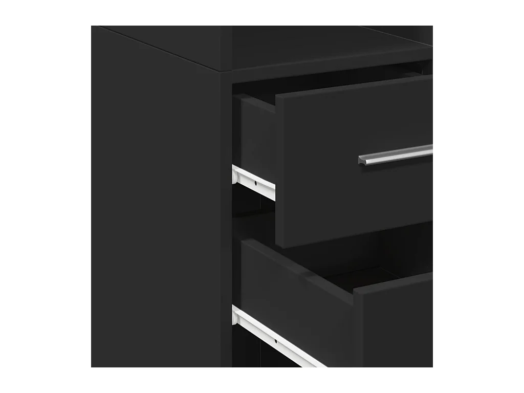 Aparador buffet cómoda armario mueble organizador cocina salón salón alto 30 x 42,5 x 185 cm madera contrachapada negro 02_0034766