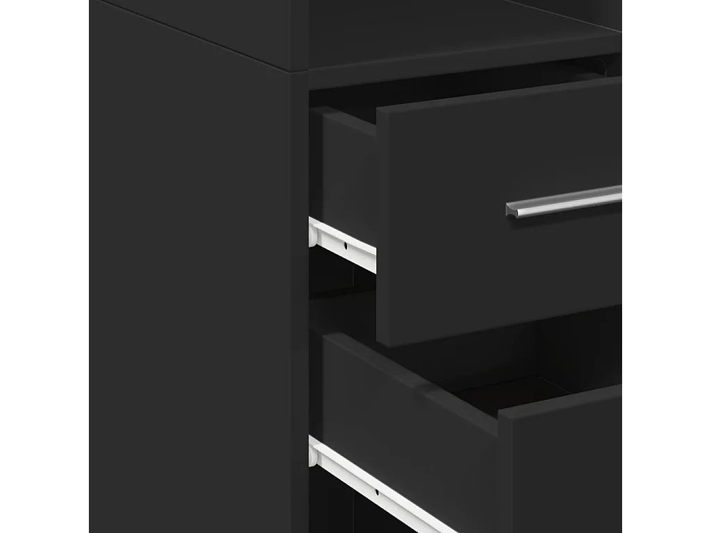 Aparador buffet cómoda armario mueble organizador cocina salón salón alto 30 x 42,5 x 185 cm madera contrachapada negro 02_0034766