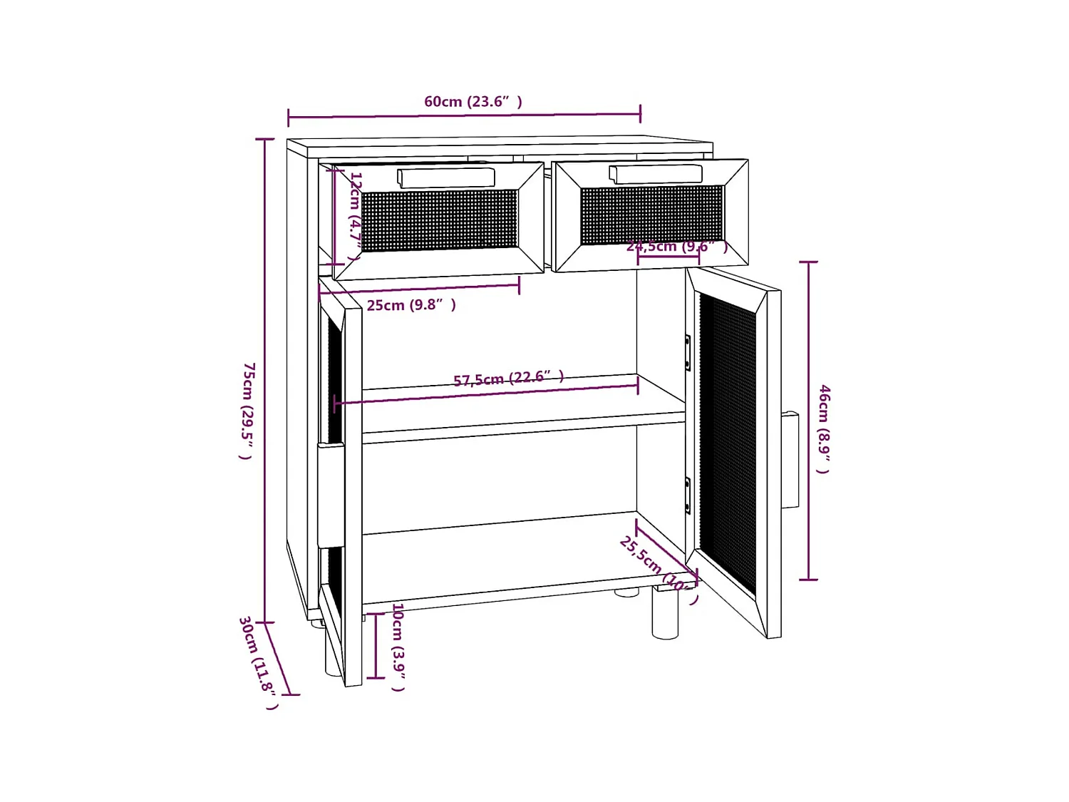 bahut commode armoire bois blanche 60 x 30 x 75 cm 02_0030338